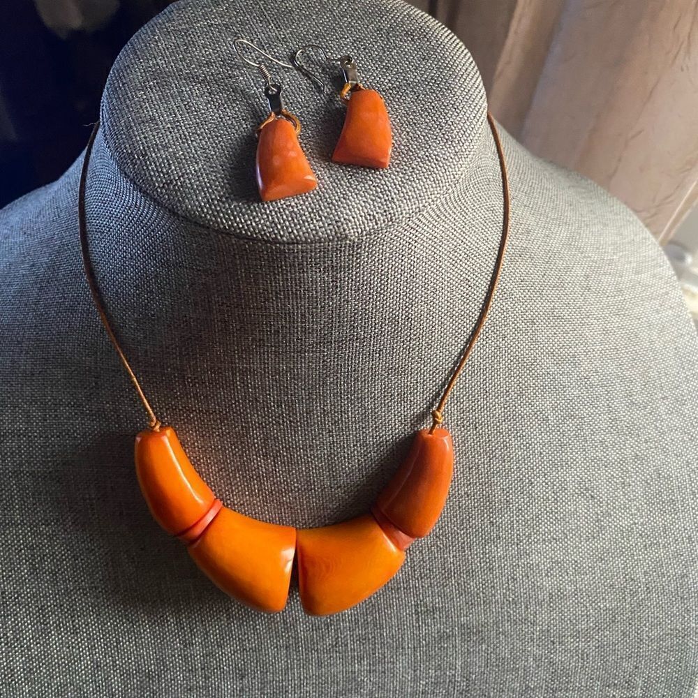 Tagua Necklace & Earrings Set